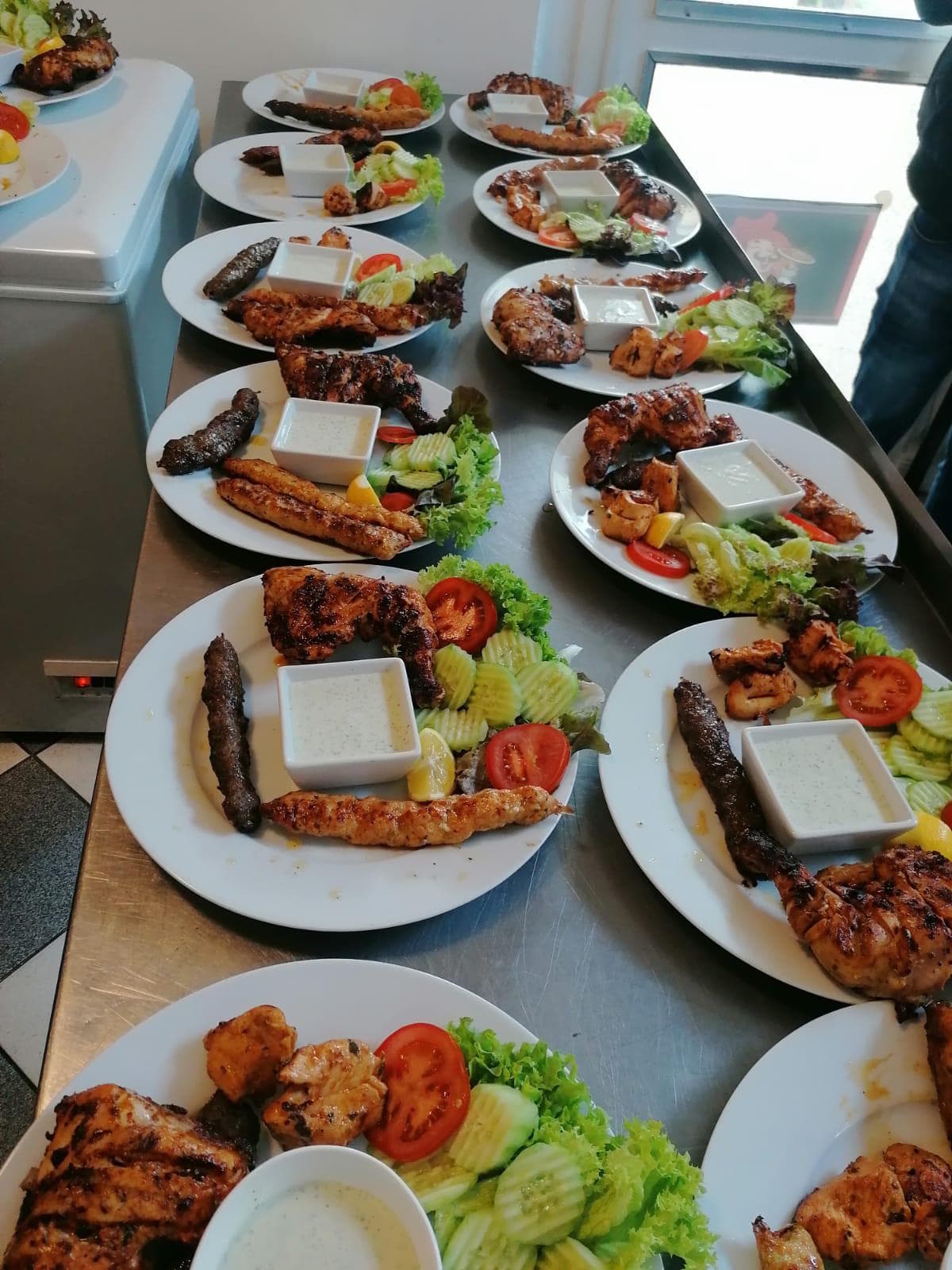 Assorted kebab platters with raita